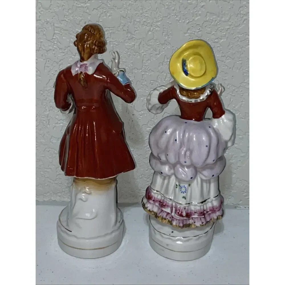VTG Victorian Couple Courting Dance Ceramic Figurines Made In Occupied Japan 10”